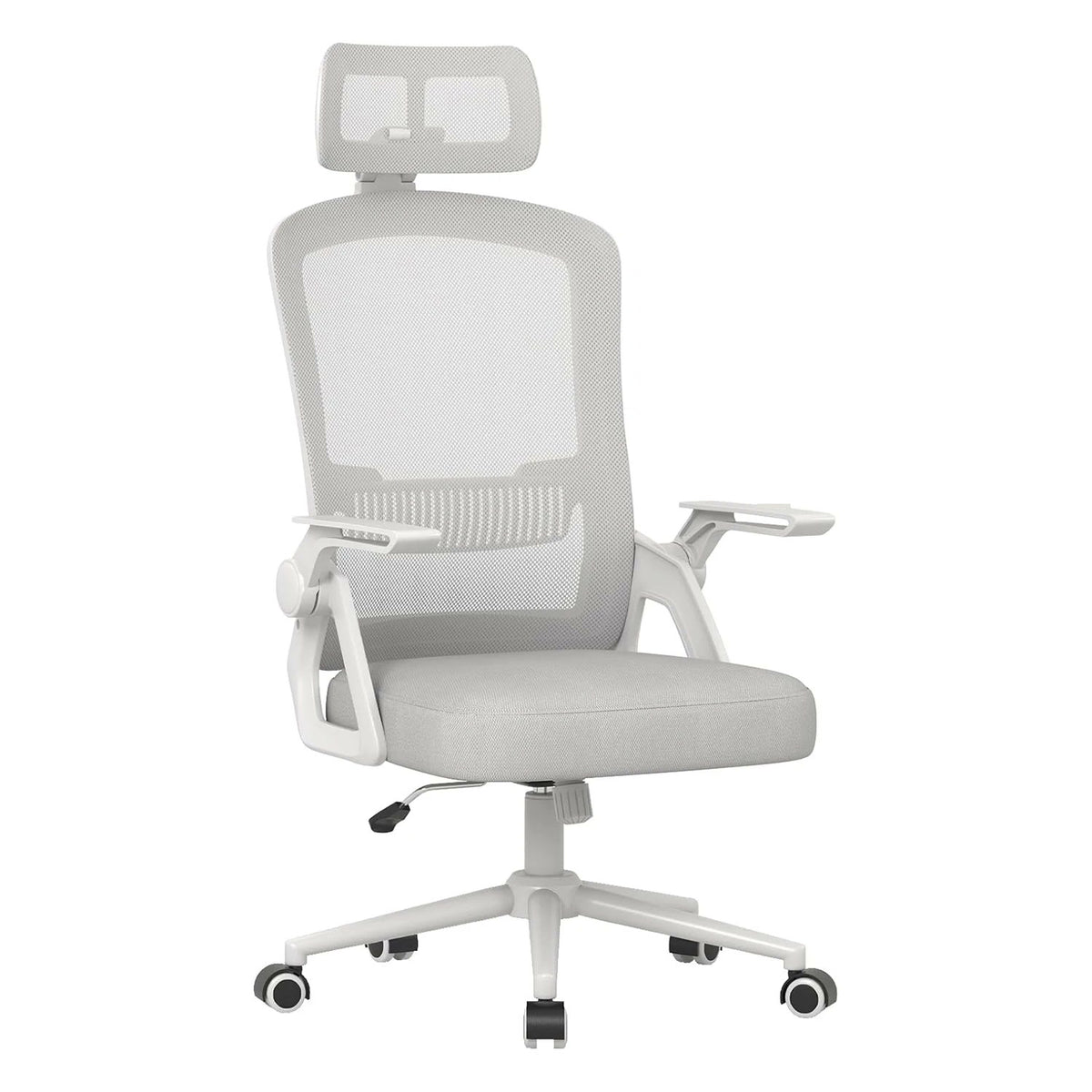 Chaise de bureau ergonomique gris clair, vue de face