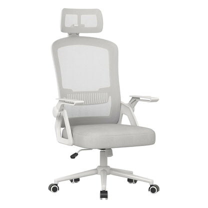 Chaise de bureau ergonomique gris clair, vue de face