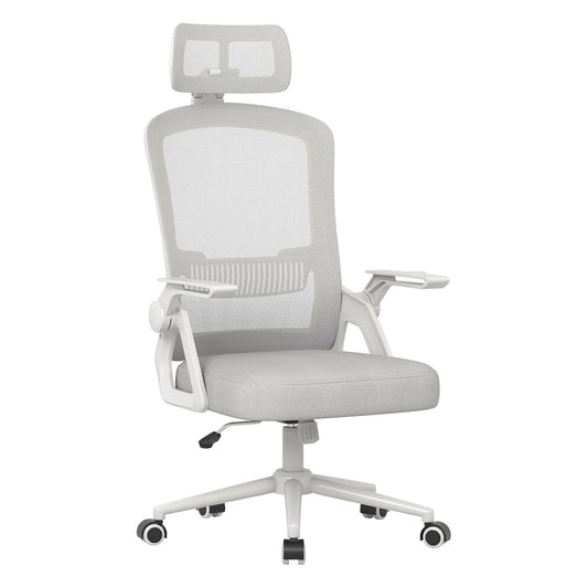 Chaise de bureau ergonomique gris clair, vue de face